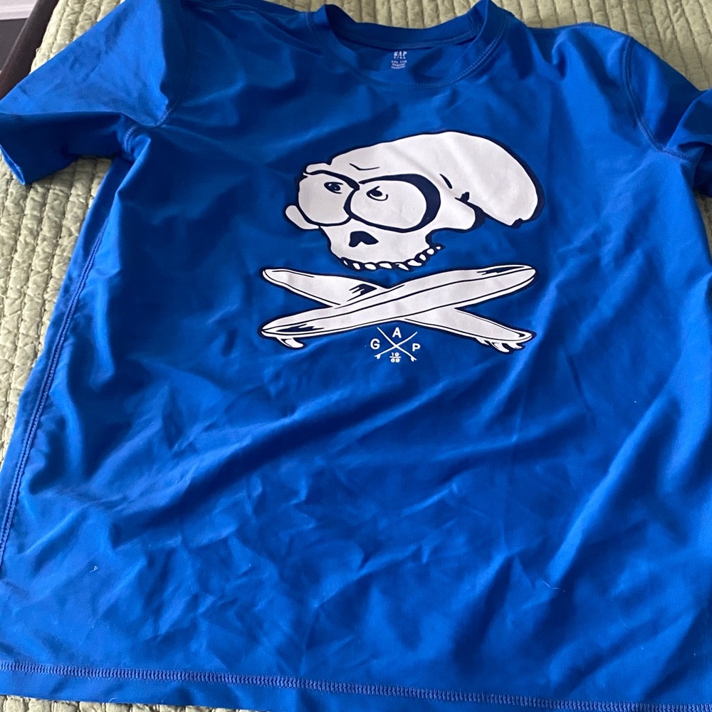 GAP Royal Blue Skull Graphic tee swim shirt boys
